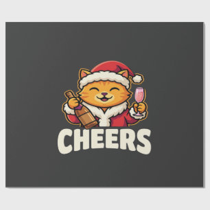 Papel De Presente Gato de Natal Torna o Consumo de Bebidas de Festa
