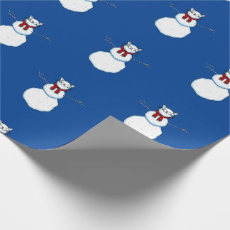 Papel De Presente Gato De Neve Engelado - Azul
