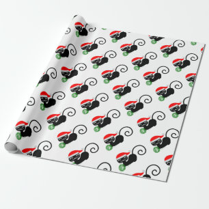 Papel De Presente gato de papais noeis do xmas