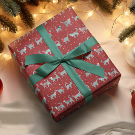 Papel De Presente Gato de Teal Bonito Silhuettes no Natal