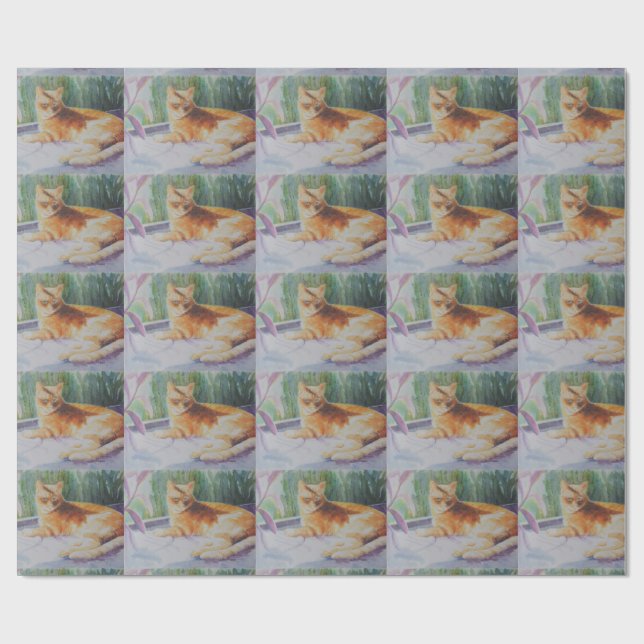 Papel De Presente Gato do gatinho na janela (Aberto)