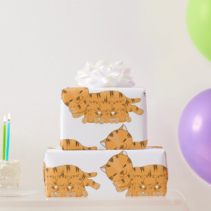Papel De Presente Gato Dormindo com Gatinhos Mamando