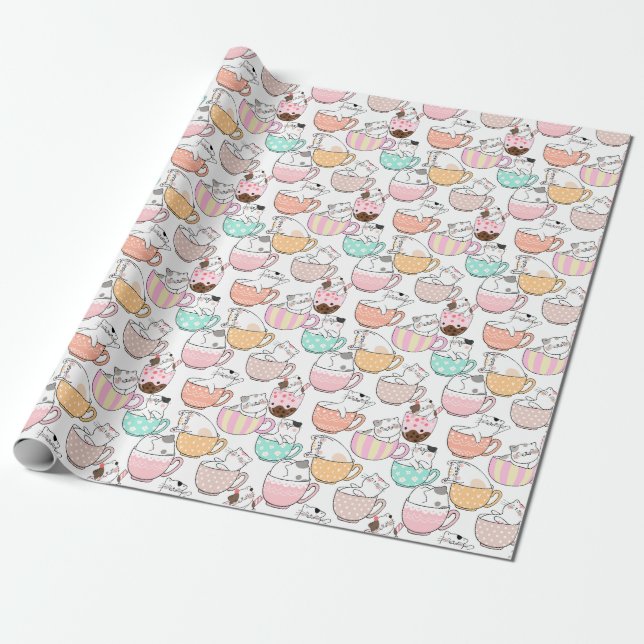 Papel De Presente Gato em caneca design 01 w (Desenrolado)