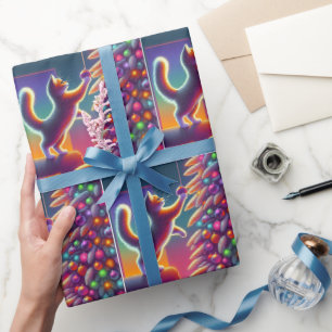 Papel De Presente Gato Em Sofá Para Decorar A Árvore De Natal