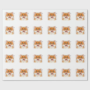 Papel De Presente Gato engraçado de Halloween com pintura facial de