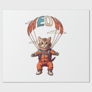 Papel De Presente Gato Engraçado de Skydiving