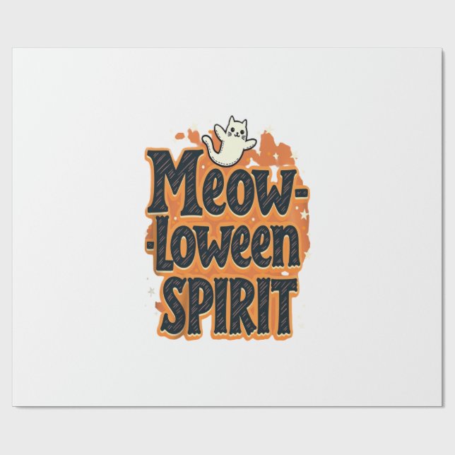 Papel De Presente Gato Espírito Meow-loween (Aberto)