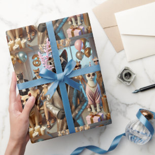 Papel De Presente Gato está celebrando Festa de aniversário