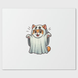 Papel De Presente Gato Fantasma Abóbora Halloween. Camiseta Regata