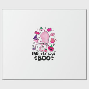 Papel De Presente Gato Fantasma Rosa Engraçado de Halloween Juggling