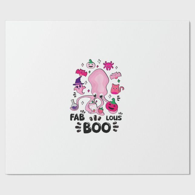 Papel De Presente Gato Fantasma Rosa Engraçado de Halloween Juggling (Aberto)