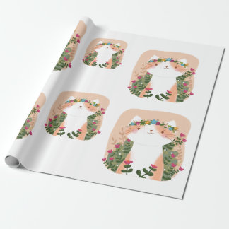Papel De Presente Gato Floral Bonito