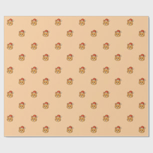 Papel De Presente Gato Fofo de Natal com Chapéu de Papai Noel