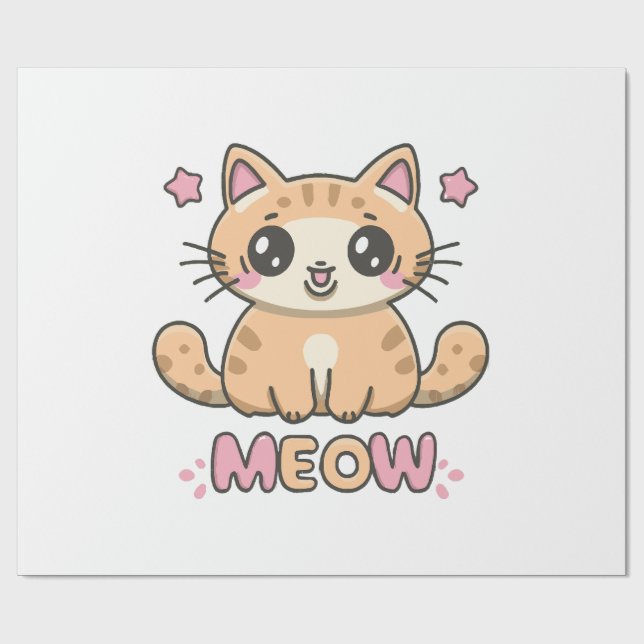 Papel De Presente gato fofo mia (Aberto)