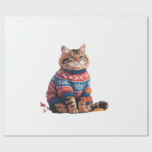 Papel De Presente Gato Folha Outono Olá Outono Gato Engraçado Amante