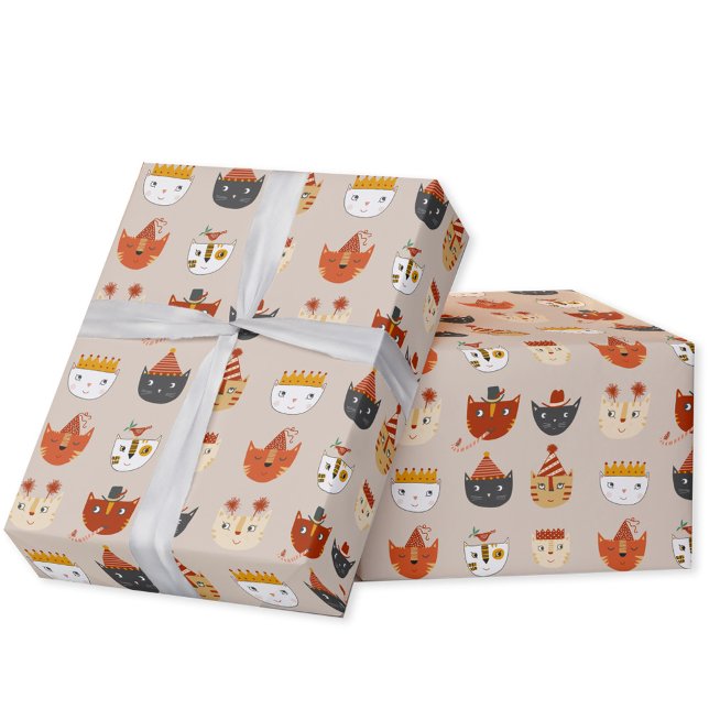 Papel De Presente Gato Gato Gato Gato (Cute kitty cat pattern gift wrap paper roll)