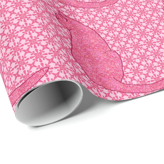 Papel De Presente Gato Japonês - Fúchsia Pink Batik (Ponta do rolo)