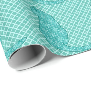 Papel De Presente Gato Japonês - Turquoise Kimono Impressão