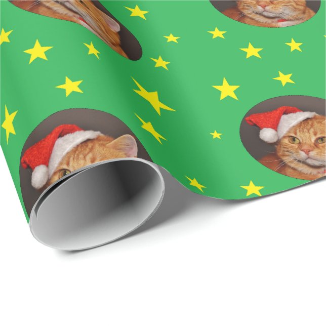 Papel De Presente Gato Laranja Tabby Natal   (Ponta do rolo)