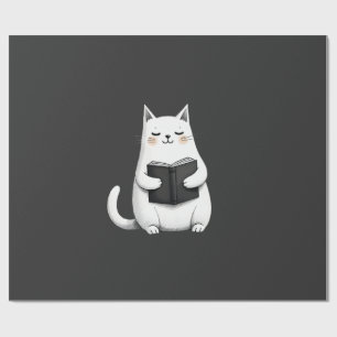 Papel De Presente Gato Leitor Gato Engraçado Amante De Livros