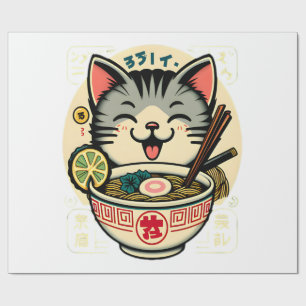 Papel De Presente Gato Macarrão Anime Japonês ga Kawaii Cat