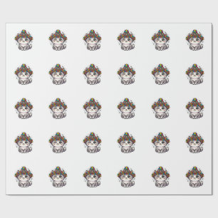 Papel De Presente Gato Marroquino Amazigh Kawaii Fofo Chapéu Tecido