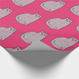 Papel De Presente Gato moderno do século médio, Cinzas/Cinzas e co