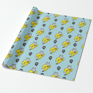 Papel De Presente Gato na banana