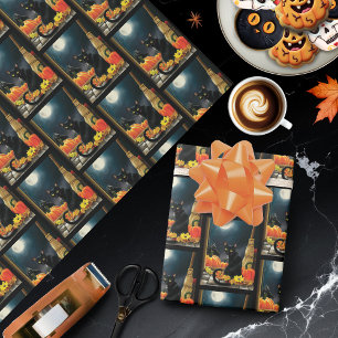 Papel De Presente Gato Negro de Halloween