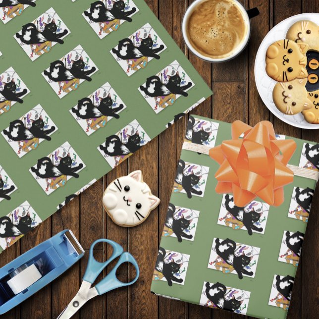 Papel De Presente Gato Negro do Artista (Criador carregado)
