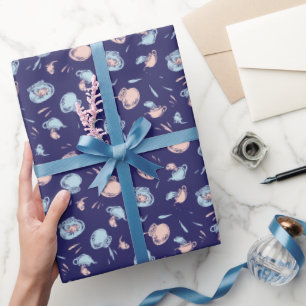 Papel De Presente Gato No Chapéu   O padrão de peixe