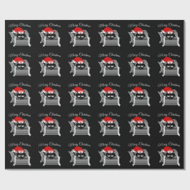 Papel De Presente Gato numa caixa de Natal engraçado