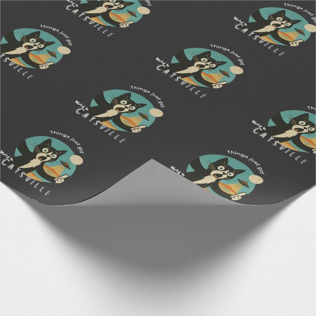 Papel De Presente Gato OVNI Alien Paranormal selfie engraçado (Ponta)
