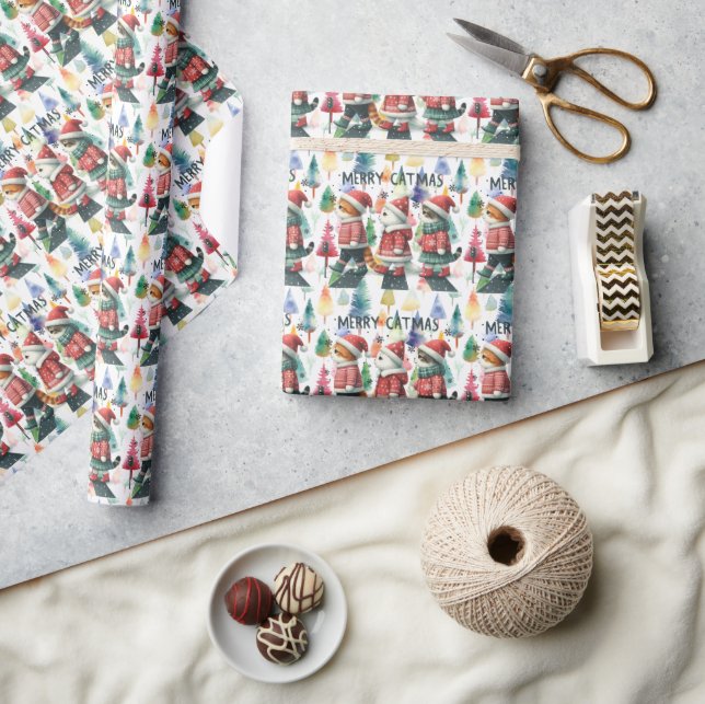 Papel De Presente Gato para o Natal (Artesanato)