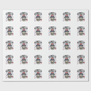 Papel De Presente Gato Patriótico Dia Meow-morial Vintage Vector Des