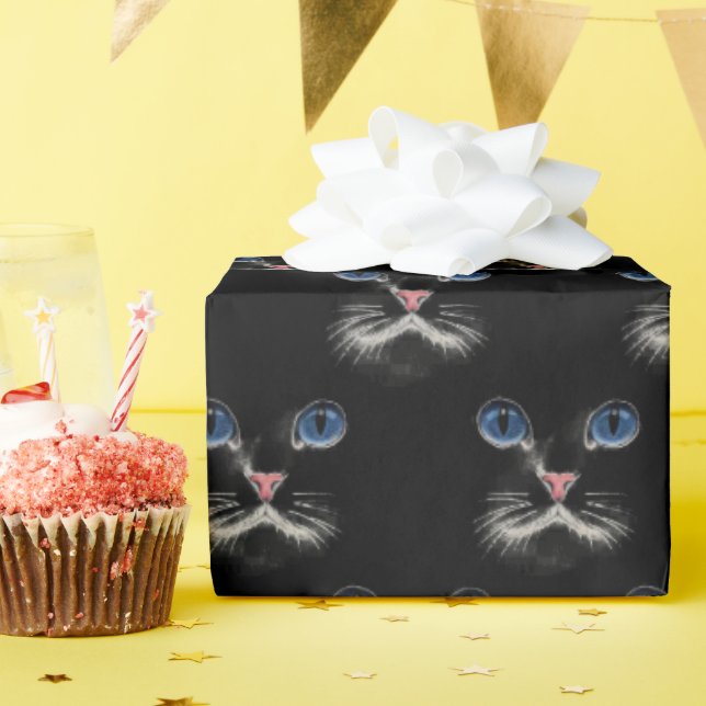 Papel De Presente Gato Persa com Olhos Azuis (Festa de aniversário)