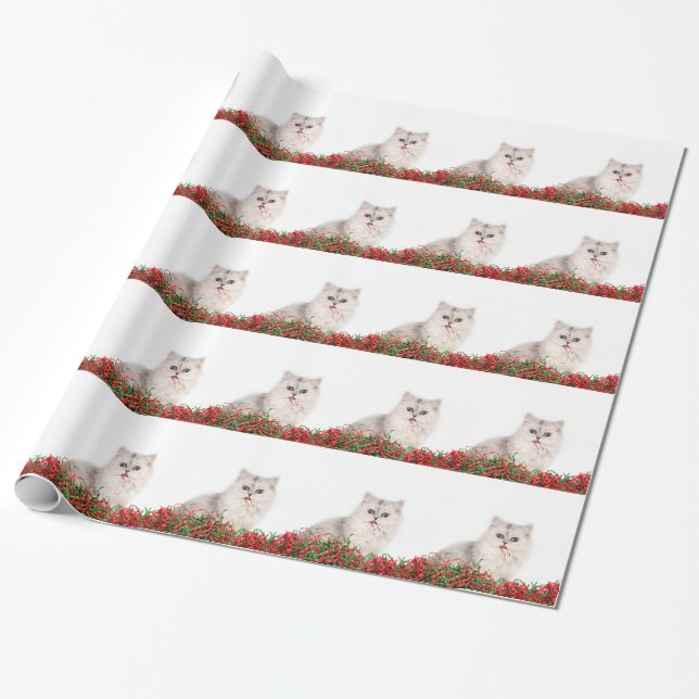 Papel De Presente gato persa de Natal (Desenrolado)