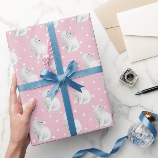 Papel De Presente Gato Persa Em Pontos (Presentear)