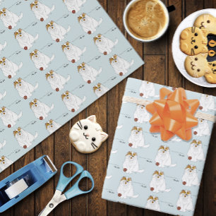 Papel De Presente Gato Persa Fofinho e Felpudo Meow Azul Engraçado