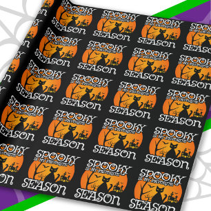 Papel De Presente Gato Preto Assombrado Temporada Assustadora Feliz