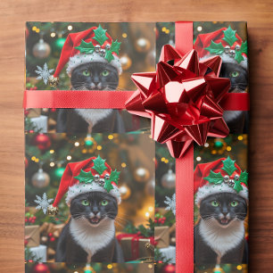Papel De Presente gato preto de Natal