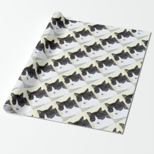 Papel De Presente Gato Preto e Branco