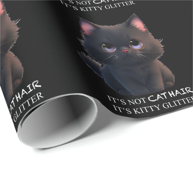 Papel De Presente Gato preto fofo (Ponta do rolo)