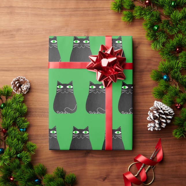 Papel De Presente Gato Preto Natal (Presente de Natal)