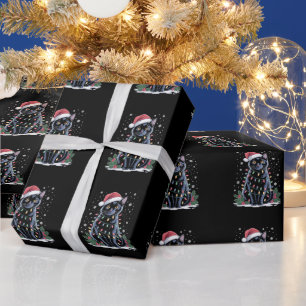 Papel De Presente Gato Preto Natal Chapéu de Papai Noel Gatos Engraç