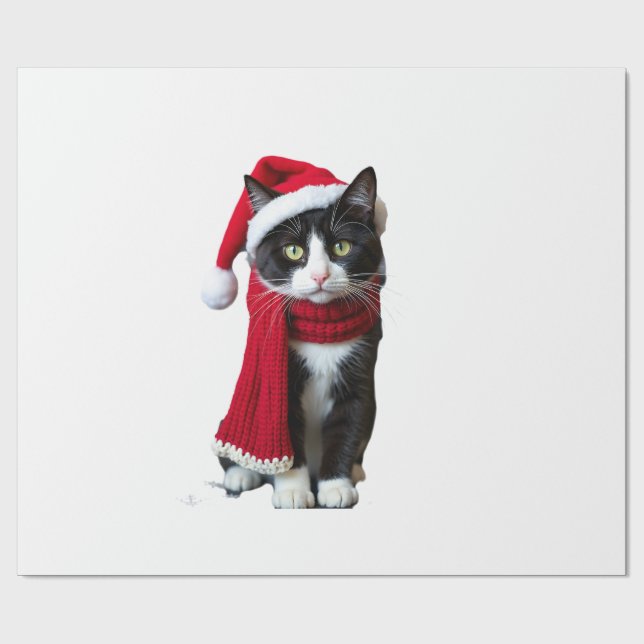 Papel De Presente Gato Preto Natal Feio Chapéu de Papai Noel Cacheco (Aberto)
