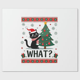 Papel De Presente Gato Que Gato Preto Engraçado Empurrando Árvore de
