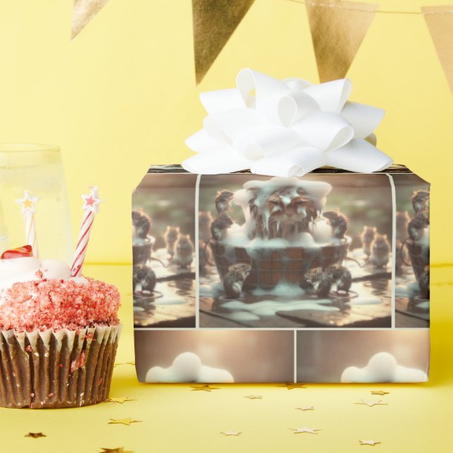 Papel De Presente Gato Recebendo Um Banho (Festa de aniversário)