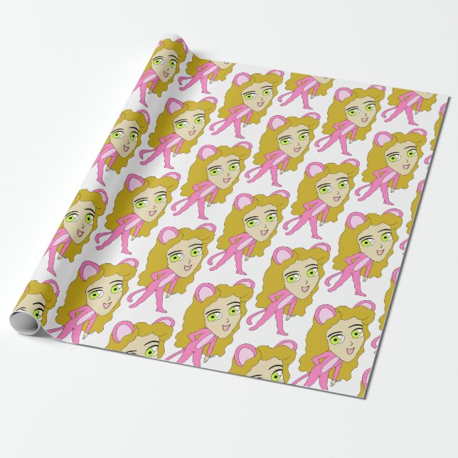 Papel De Presente gato rosa (Desenrolado)