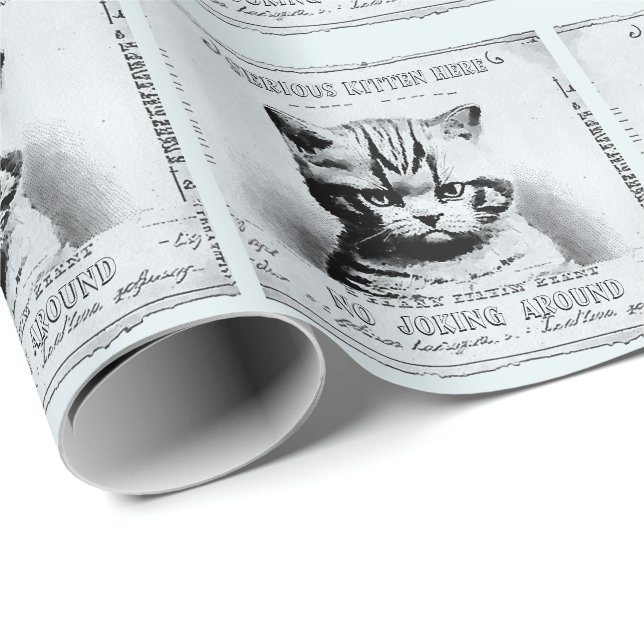 Papel De Presente Gato sério, jornal antigo personalizado (Ponta do rolo)